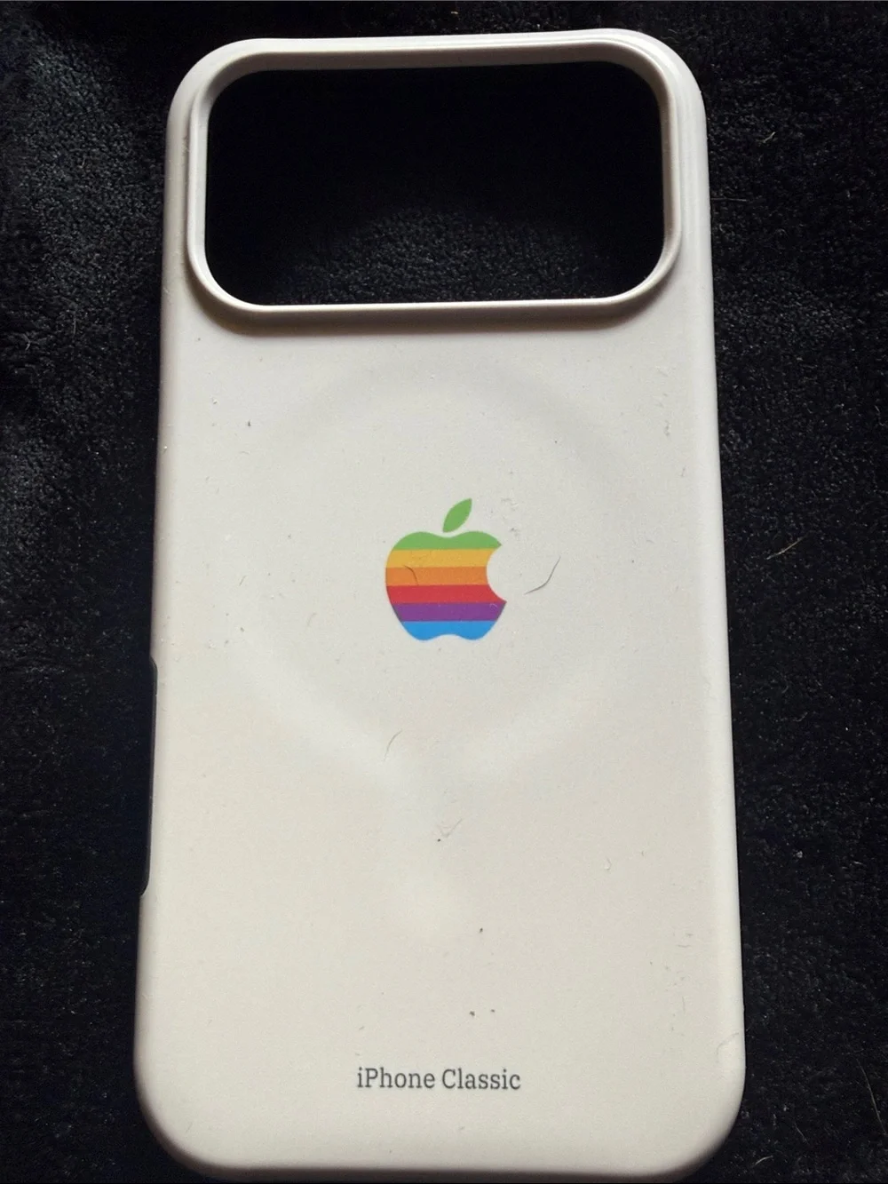 Apple White iPhone 17 pro max Case with Retro Rainbow Apple Logo